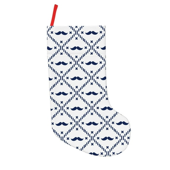 Defioc Hipster Mustache for Christmas Stockings 18" Personalized Holiday Stocking for Family, Farmhouse Decor, Xmas Tree Decoration, 1 Pack