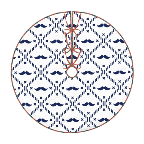 Defioc Hipster Mustache for Christmas Tree Skirt Snowman Xmas Tree Skirt Farmhouse Christmas Decorations Tree Mat for Holiday Party Decor-30"