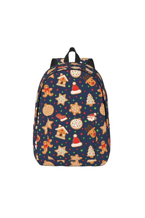 Holiday Gingerbreads for Canvas Backpack,Travel Rucksack Unisex Knapsack Laptop Backpack for Work & College -Medium