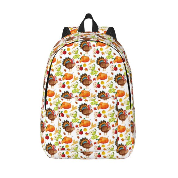 Defioc Holiday Thanksgiving Turkey for Canvas Backpack,Travel Rucksack Unisex Knapsack Laptop Backpack for Work & College -Medium