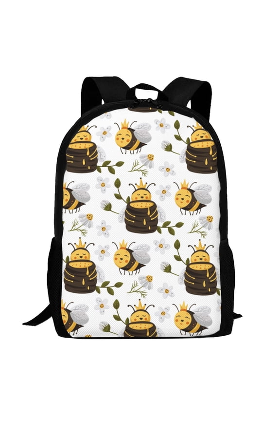 Honey Bee Insect Pattern Carry on Backpack,16.5x12.5x5.5 Personal Item Bag Carry On Backpack Water Resistant Lightweight Daypack