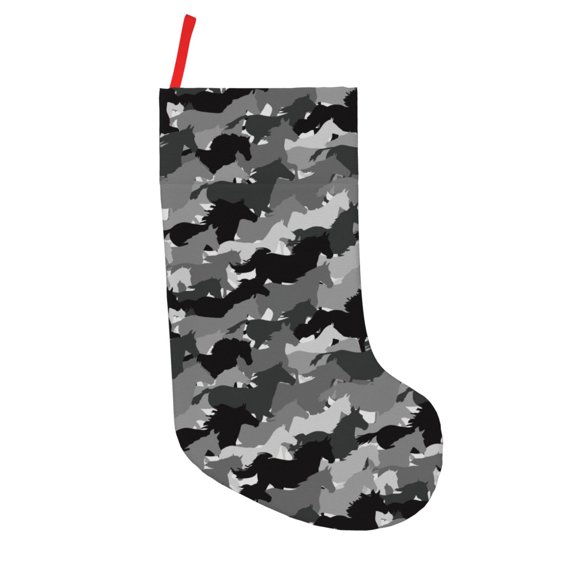 Defioc Horse Silhouette for Christmas Stockings 18" Personalized Holiday Stocking for Family, Farmhouse Decor, Xmas Tree Decoration, 1 Pack