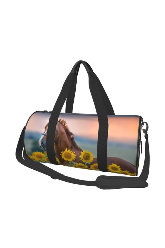 Horse Sunflowers for Travel Duffle Bag,Weekender Bag Carry On Tote Bags Hospital Bag Large Capacity Sport Gym Bag for Men Women Fit for Trave, Gym,Weekend