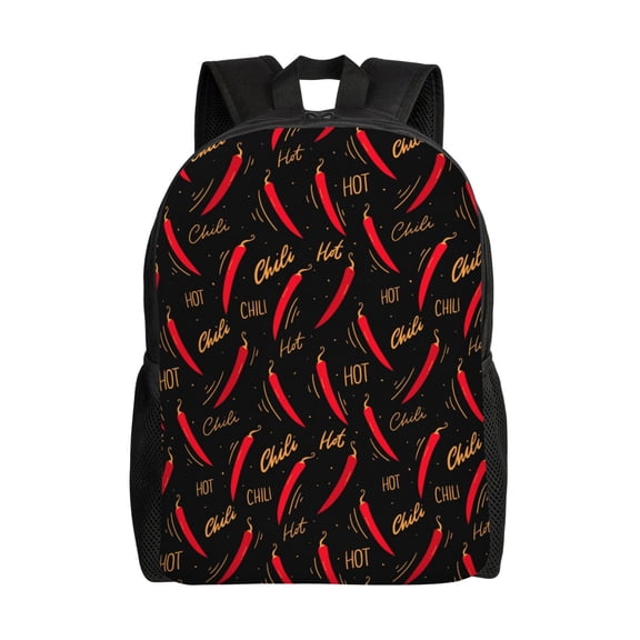 Defioc Hot Chili Print Backpack -Travel,or Work Bookbag Daypacks with 15-Inch Laptop Sleeve and Dual Water Bottle Pockets
