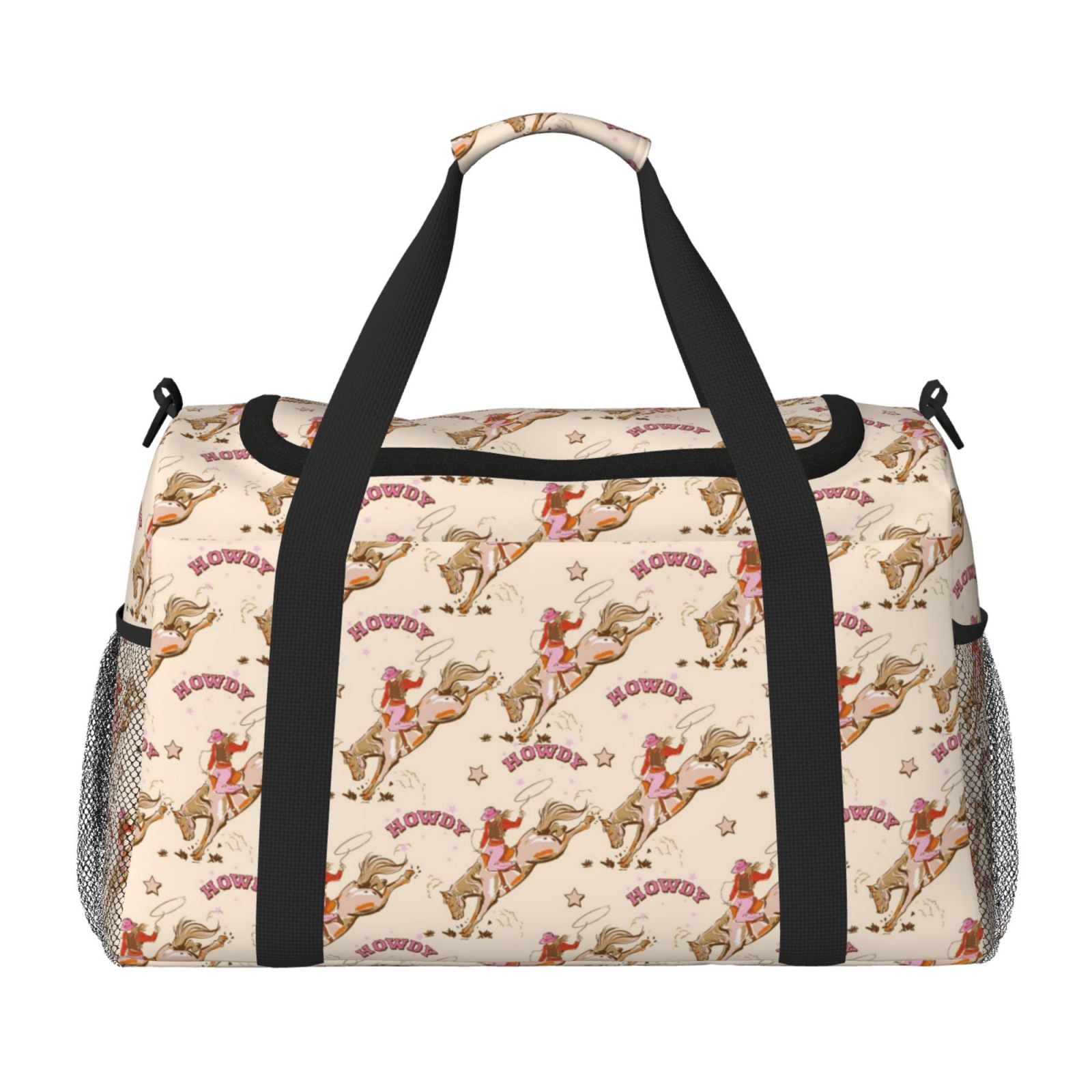 Defioc Howdy Cowgirl Print Hand Travel Bag - Foldable Travel Duffel Bags for Men Women -Sport Gym Bag - Overnight Travel Duffel Bag - Adjustable Shoulder Strap