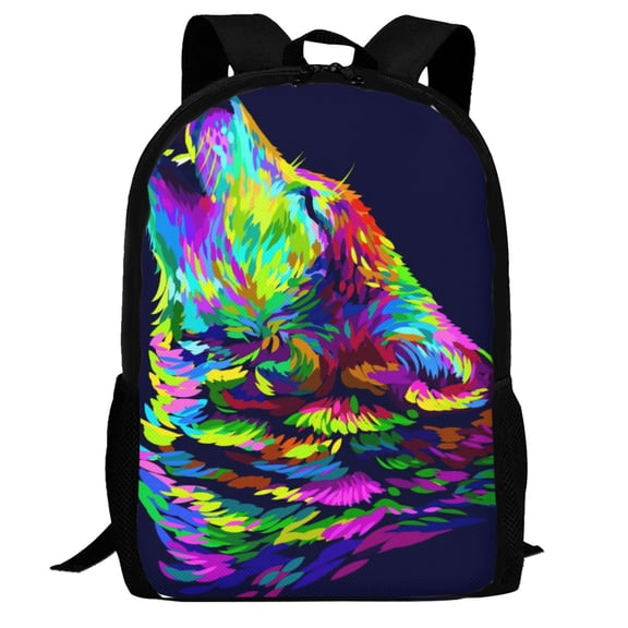 Defioc Howling Wolf Pattern Carry on Backpack,16.5x12.5x5.5 Personal Item Bag Carry On Backpack Water Resistant Lightweight Daypack
