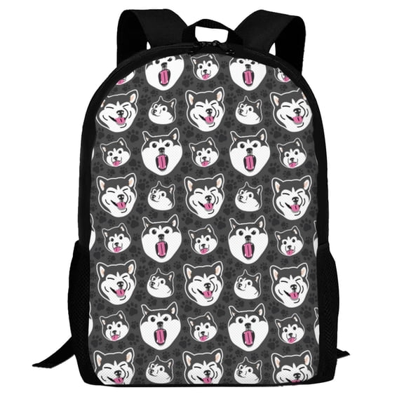 Defioc Husky Pattern Carry on Backpack,16.5x12.5x5.5 Personal Item Bag Carry On Backpack Water Resistant Lightweight Daypack
