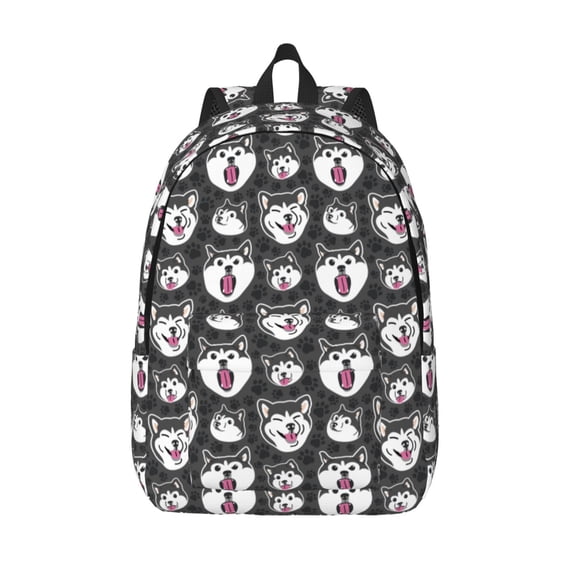 Defioc Husky for Canvas Backpack,Travel Rucksack Unisex Knapsack Laptop Backpack for Work & College -Medium