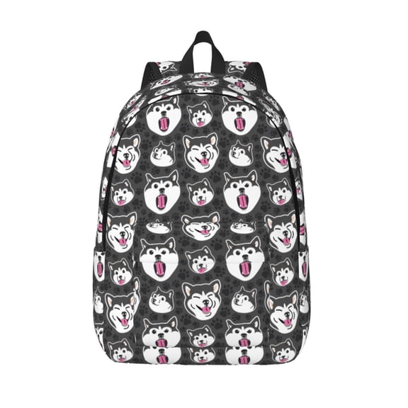 Defioc Husky for Canvas Backpack,Travel Rucksack Unisex Knapsack Laptop Backpack for Work & College -Small