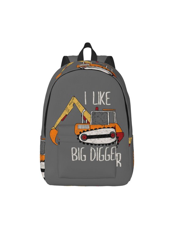 I Like Big Digger for Canvas Backpack,Travel Rucksack Unisex Knapsack Laptop Backpack for Work & College -Small