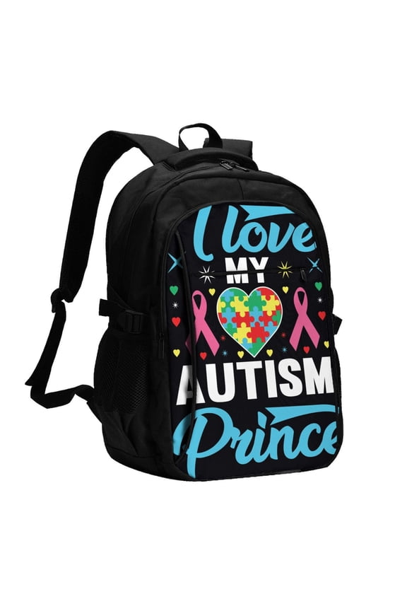 I Love My Autism for Travel Backpack for Women,15.6 inch Laptop Backpack Carry On Backpack Personal Item Travel Bag Daypack for School Weekender Business Trip