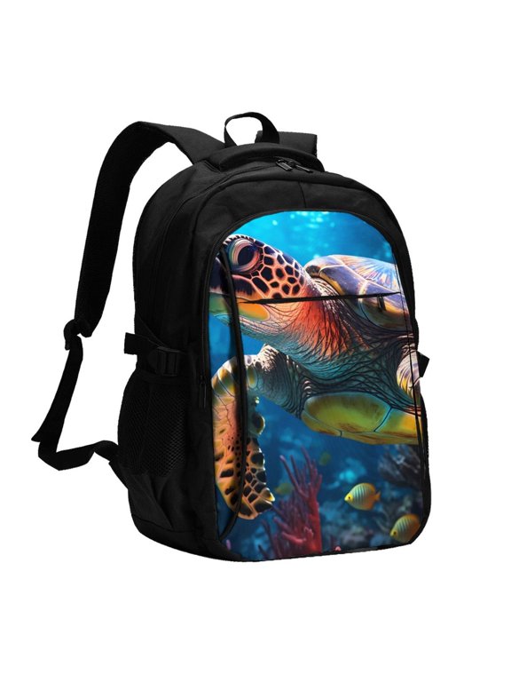 Ice Blue Ocean Sea Turtle for Travel Backpack for Women,15.6 inch Laptop Backpack Carry On Backpack Personal Item Travel Bag Daypack for School Weekender Business Trip