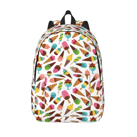 Defioc Ice Cream Popsicles for Canvas Backpack,Travel Rucksack Unisex Knapsack Laptop Backpack for Work & College -Medium