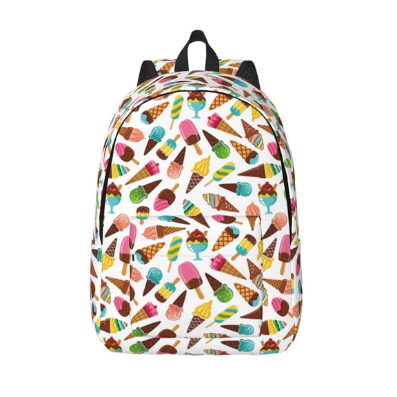 Defioc Ice Cream Popsicles for Canvas Backpack,Travel Rucksack Unisex Knapsack Laptop Backpack for Work & College -Small
