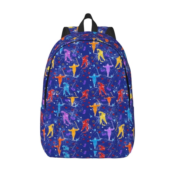 Defioc Ice Hockey Players With Puck for Canvas Backpack,Travel Rucksack Unisex Knapsack Laptop Backpack for Work & College -Medium