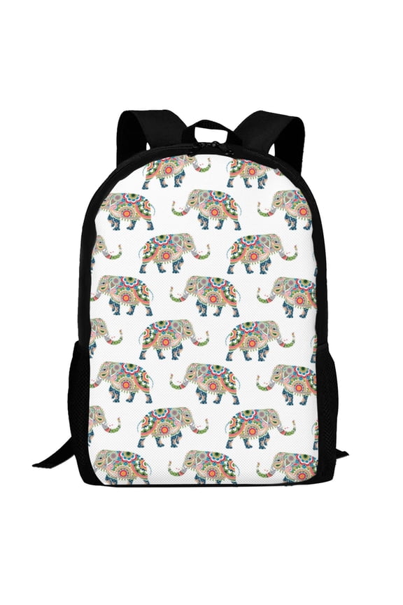 Indian Elephant Pattern Carry on Backpack,16.5x12.5x5.5 Personal Item Bag Carry On Backpack Water Resistant Lightweight Daypack