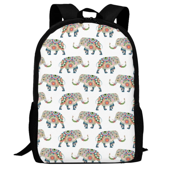 Defioc Indian Elephant Pattern Carry on Backpack,16.5x12.5x5.5 Personal Item Bag Carry On Backpack Water Resistant Lightweight Daypack