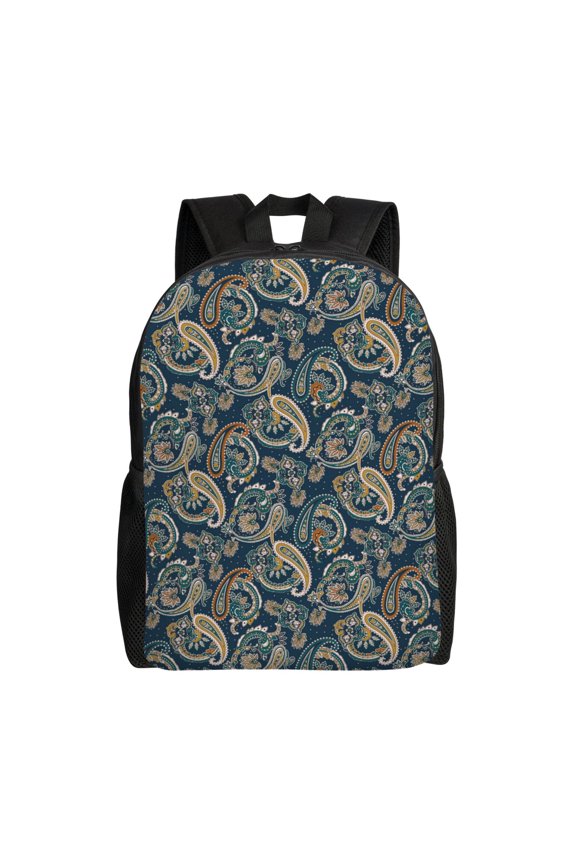 Indian Paisley 2 Print Backpack -Travel,or Work Bookbag Daypacks with 15-Inch Laptop Sleeve and Dual Water Bottle Pockets