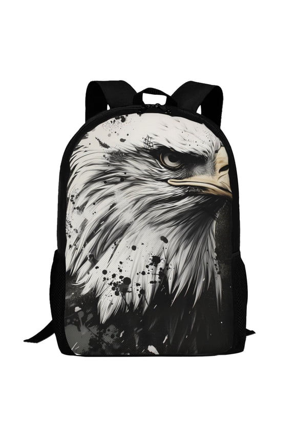 Ink Style Bald Eagle Pattern Carry on Backpack,16.5x12.5x5.5 Personal Item Bag Carry On Backpack Water Resistant Lightweight Daypack