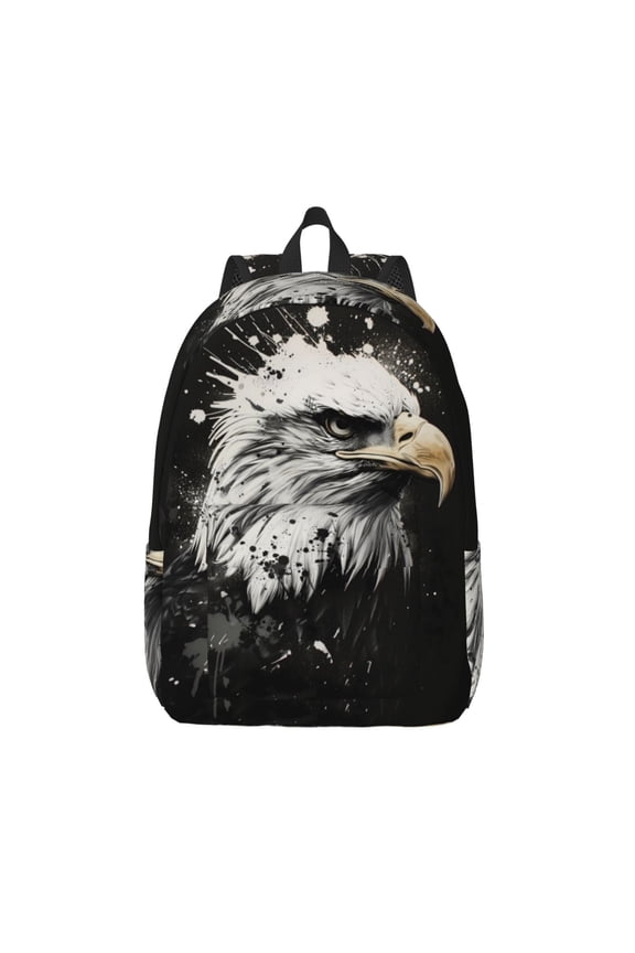 Ink Style Bald Eagle for Canvas Backpack,Travel Rucksack Unisex Knapsack Laptop Backpack for Work & College -Small