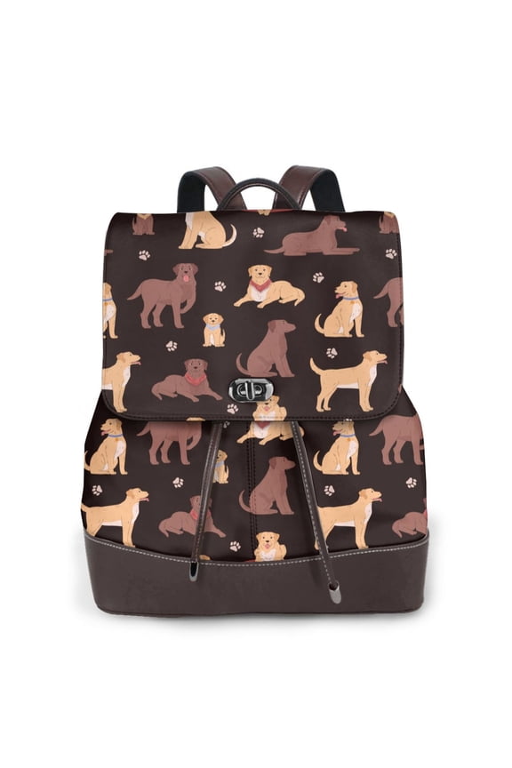 Labrador Retriever Dog Print PU Leather Backpack,Backpack Purse for Women Fashion Multipurpose Design Handbag Ladies Bags Travel Backpack