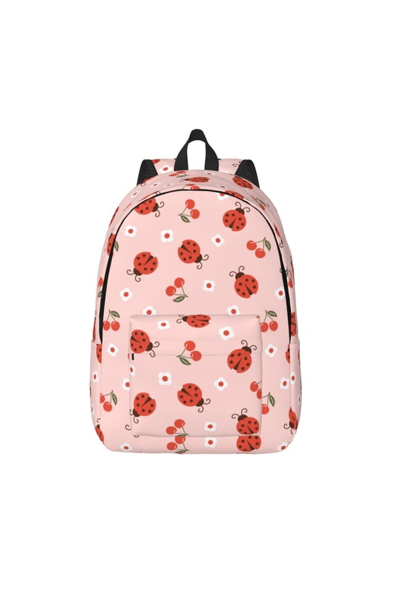 Ladybug With Flower for Canvas Backpack,Travel Rucksack Unisex Knapsack Laptop Backpack for Work & College -Small