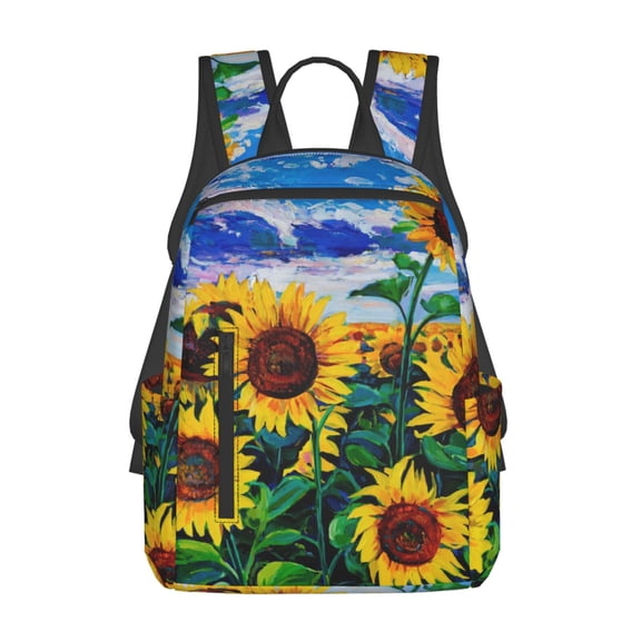 Defioc Landscape With Sunflowers Pattern Travel Laptop Backpack,Lightweight Backpack Travel Hiking Daypack Backpack Work Bag for Men Women