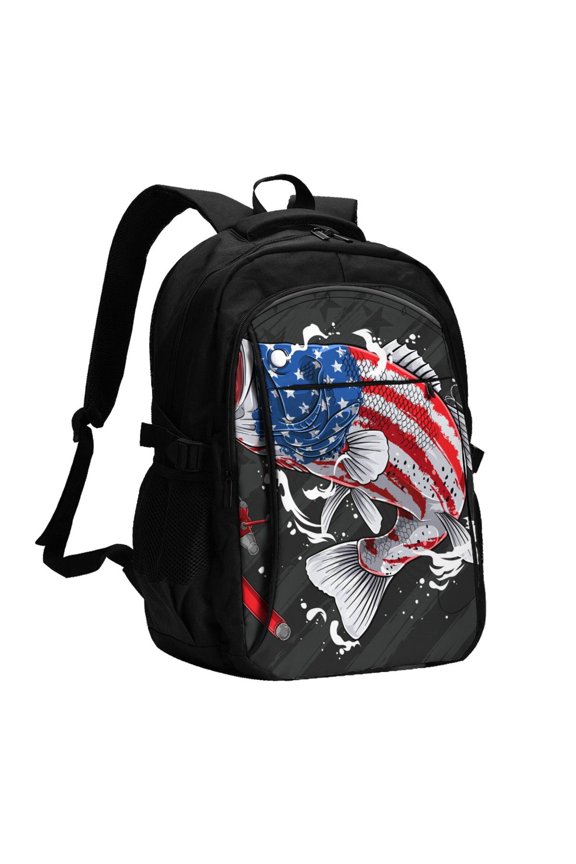 Largemouth Bass Fish in USA for Travel Backpack for Women,15.6 inch Laptop Backpack Carry On Backpack Personal Item Travel Bag Daypack for School Weekender Business Trip