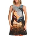 thumbnail image 1 of Defioc Lava Dragon Pattern Women's Summer Dresses 2025 Beach Casual Sleeveless Tank Loose Sundress Beach Vacation Clothes with Pocket -Large, 1 of 7