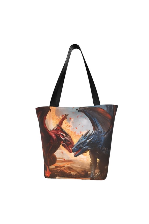 Lava Dragon Print Tote Bag for Women,Shoulder Bag with Zipper Casual Tote's Handbag Big Capacity Shoulder Bag with Inner Pocket Fit for Shopping,Office,Travel