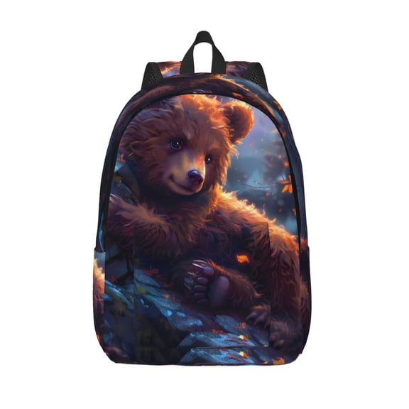 Defioc Lazy Stone Bear for Canvas Backpack,Travel Rucksack Unisex Knapsack Laptop Backpack for Work & College -Small