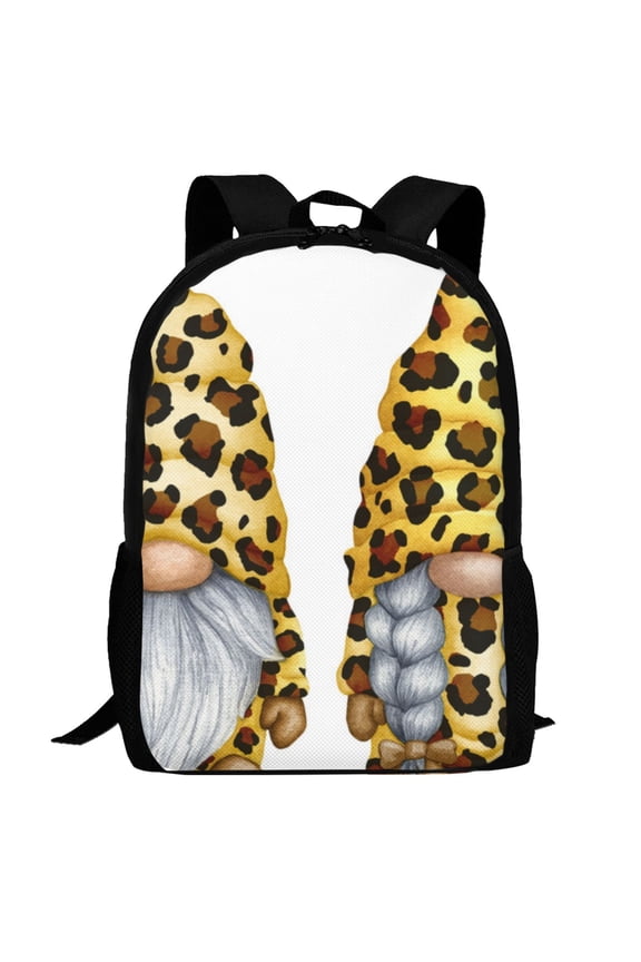 Leopard Gnomes Pattern Carry on Backpack,16.5x12.5x5.5 Personal Item Bag Carry On Backpack Water Resistant Lightweight Daypack