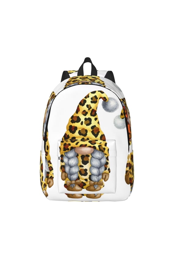 Leopard Gnomes for Canvas Backpack,Travel Rucksack Unisex Knapsack Laptop Backpack for Work & College -Medium