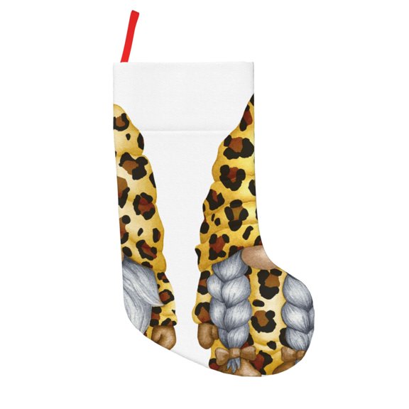 Defioc Leopard Gnomes for Christmas Stockings 18" Personalized Holiday Stocking for Family, Farmhouse Decor, Xmas Tree Decoration, 1 Pack