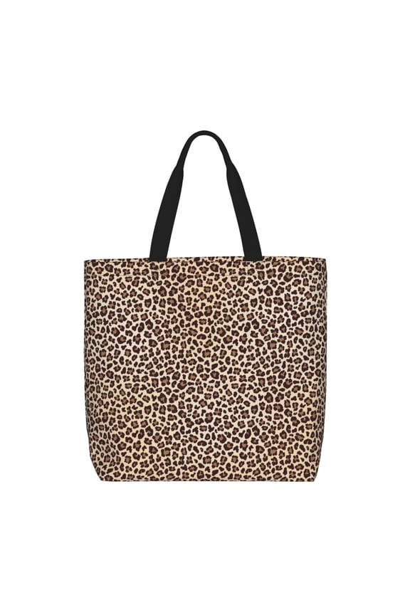 Leopard Print-2 Pattern Tote Bag for Women,Large Capacity Tote Bag with Zipper Casual Shoulder Handbags Shopping Bag