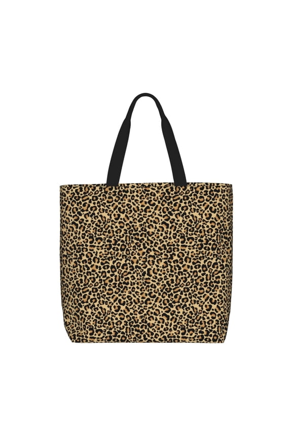 Leopard Print Pattern Tote Bag for Women,Large Capacity Tote Bag with Zipper Casual Shoulder Handbags Shopping Bag