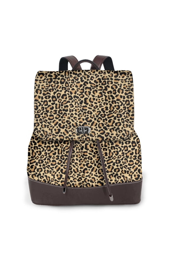 Leopard Print Print PU Leather Backpack,Backpack Purse for Women Fashion Multipurpose Design Handbag Ladies Bags Travel Backpack