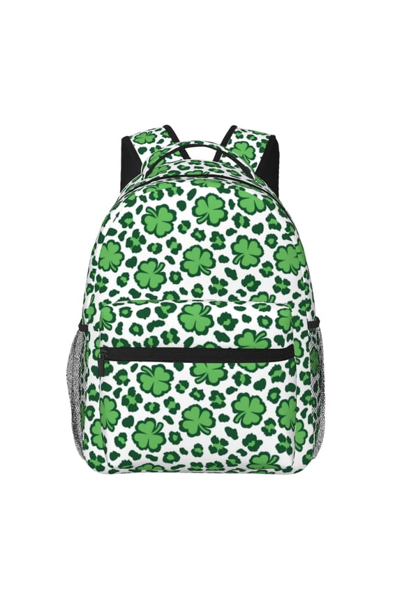Leopard print St. Patrick's Day Pattern Laptop Backpack,Travel Backpack Outdoor Activities Bag Daypack for Travel Hiking Shopping Daily