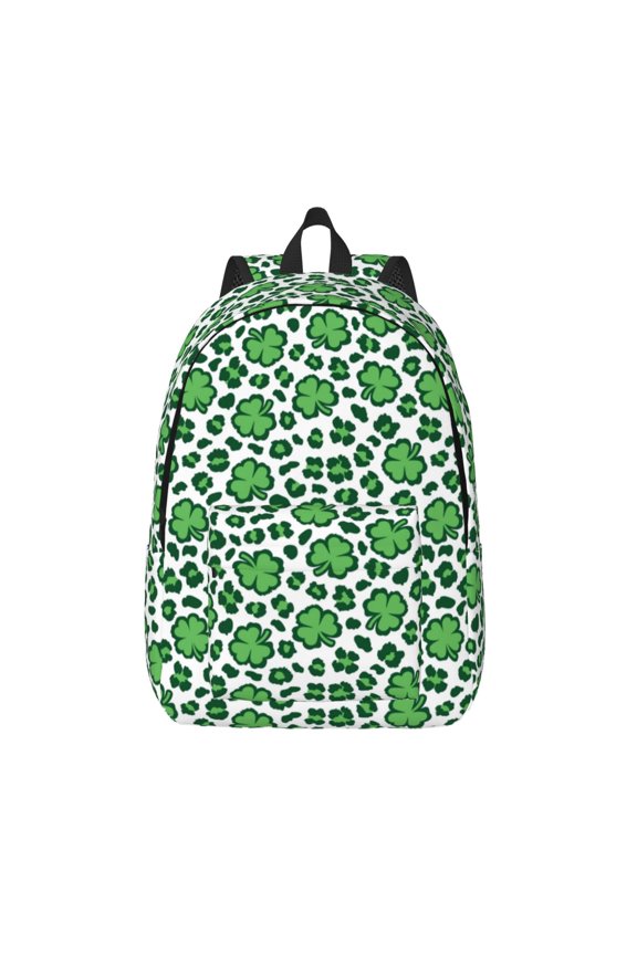 Leopard print St. Patrick's Day for Canvas Backpack,Travel Rucksack Unisex Knapsack Laptop Backpack for Work & College -Medium