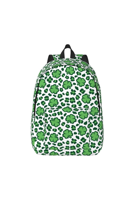 Leopard print St. Patrick's Day for Canvas Backpack,Travel Rucksack Unisex Knapsack Laptop Backpack for Work & College -Small