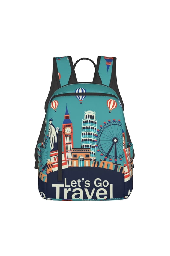 Let's go Travel Pattern Travel Laptop Backpack,Lightweight Backpack Travel Hiking Daypack Backpack Work Bag for Men Women
