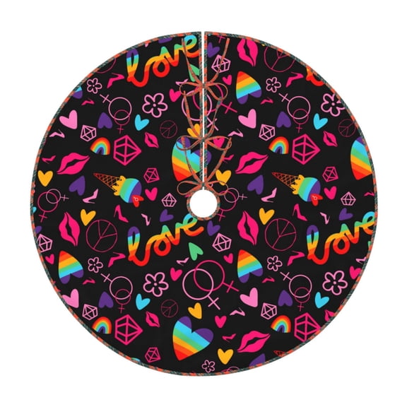 Defioc Lgbt Rainbow For Pride for Christmas Tree Skirt Snowman Xmas Tree Skirt Farmhouse Christmas Decorations Tree Mat for Holiday Party Decor-30"