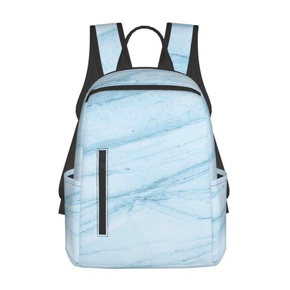 Defioc Light Blue Marble Pattern Travel Laptop Backpack,Lightweight Backpack Travel Hiking Daypack Backpack Work Bag for Men Women
