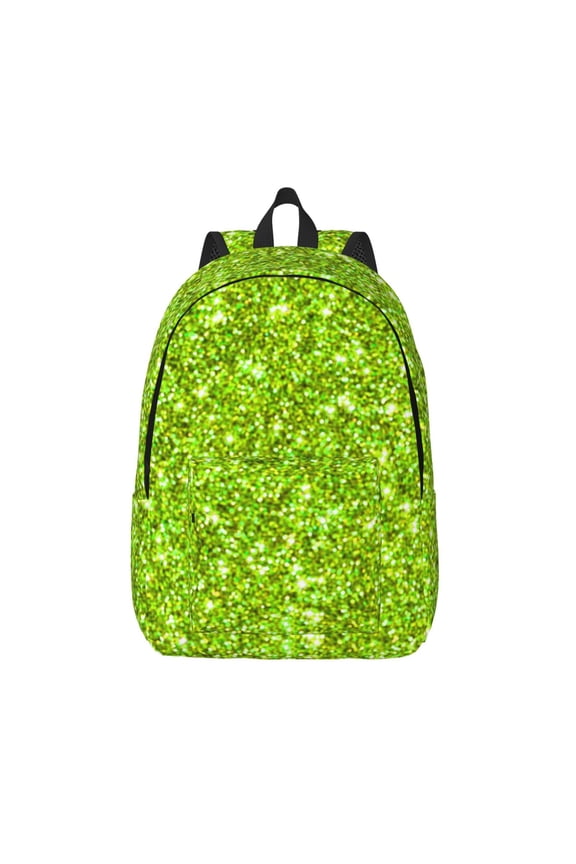 Lime green glitter for Canvas Backpack,Travel Rucksack Unisex Knapsack Laptop Backpack for Work & College -Small