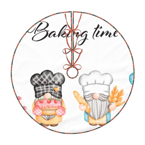 Defioc Little Chef Gnome for Christmas Tree Skirt Snowman Xmas Tree Skirt Farmhouse Christmas Decorations Tree Mat for Holiday Party Decor-36"