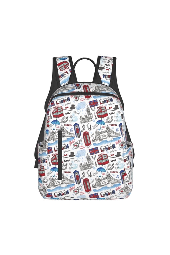 London Landmark2 Pattern Travel Laptop Backpack,Lightweight Backpack Travel Hiking Daypack Backpack Work Bag for Men Women