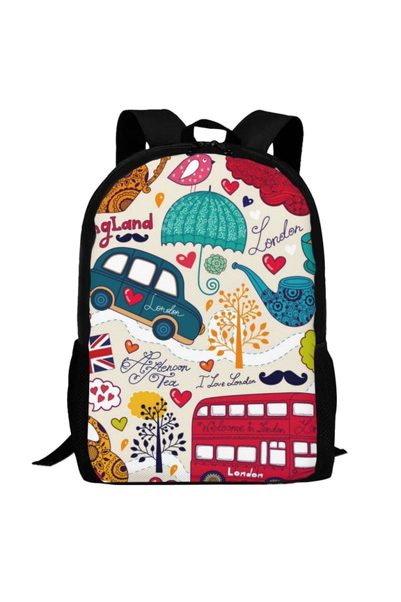 London Symbols Pattern Carry on Backpack,16.5x12.5x5.5 Personal Item Bag Carry On Backpack Water Resistant Lightweight Daypack