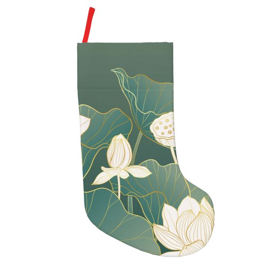 Defioc Lotus Golden Line for Christmas Stockings 18" Personalized Holiday Stocking for Family, Farmhouse Decor, Xmas Tree Decoration, 1 Pack