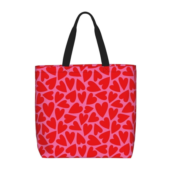 Defioc Love Heart Pattern Tote Bag for Women,Large Capacity Tote Bag with Zipper Casual Shoulder Handbags Shopping Bag