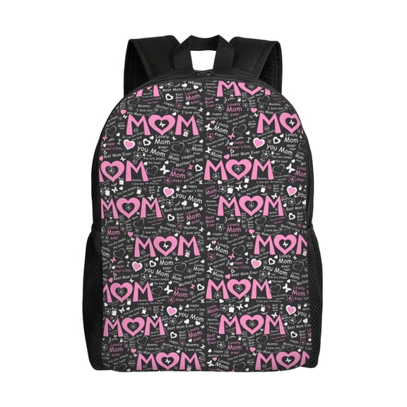 Defioc Lovely Mom Ever Print Backpack -Travel,or Work Bookbag Daypacks with 15-Inch Laptop Sleeve and Dual Water Bottle Pockets